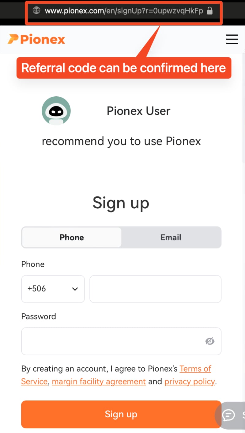 Pionex Exchange Referral Code in the URL