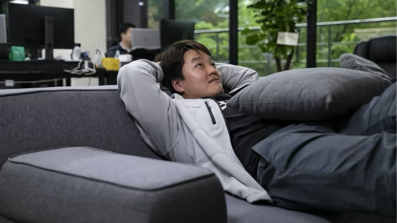 Do Kwon on a couch, probably thinking about crypto, or Starcraft